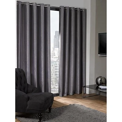 Image of Emma Barclay Blackout Curtains for Bedroom Living Room Thermal Insulated Textured Woven Eyelet Logan Collection (46 x 54 Inch)(Silver)
