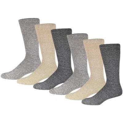 Image of 6 Pairs of Merino Wool Non Binding Diabetic Warm Thermal Socks, Assorted Pairs, S