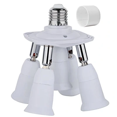 Image of FINELED 5 in 1 E27 E26 Socket Adapter Splitter,E26 Universal lamp Holder with 360 Degrees Adjustable 180 Degree Bending