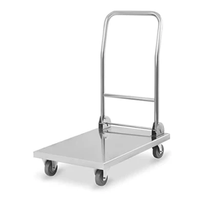 Image of Stalwart DA ST047B Platform Trolley Stainless Steel 500kg Folding Handle 820x520x970mm