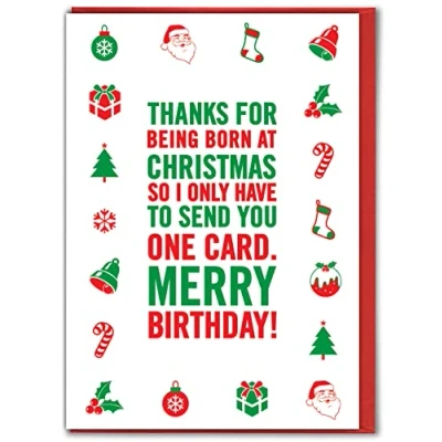 Image of Brainbox Candy Hilariously Funny Christmas Cards &#039;Merry Birthday&#039; Xmas Card Cheeky Birthday For Him Her Men Women Partner Friend
