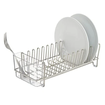 Image of iDesign Classico Compact Dish Drainer, Satin/Clear