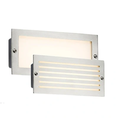 Image of KnightsBridge 230V IP54 5W White LED Recessed Brick Light Brushed Steel Fascia