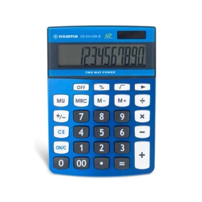 Image of Osama METALCOLOR 12 Digit Desktop Calculator with Tilted Display Red and Black