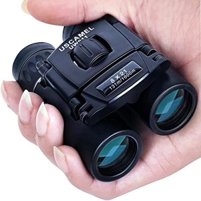 Image of USCAMEL® Folding Pocket Binoculars Compact Travel Mini Telescope HD Bak4 Optics Lenes Easy Focus Colour Black