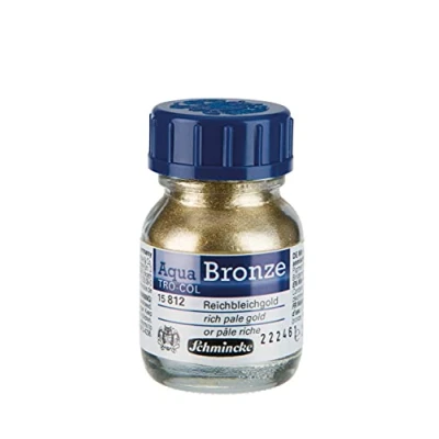 Image of Schmincke Aqua Bronze, rich pale gold, 20 ml, 15 812 032, shiny metallic effects on gouache and watercolour paintings, paper, cardboard, painting board, canvas