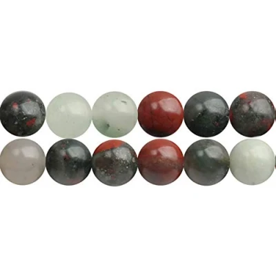 Image of 8mm Natural African Blood Stone Chakra Beads for Bracelet Making Sold by One Strand APX 46 Pcs Hole Size 1mm