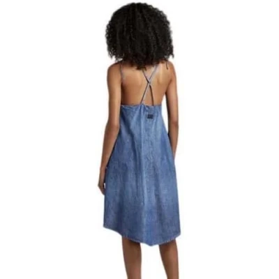 Image of G Star RAW Womens Premium Para Simple Short Dress Navy Cotton Size Large