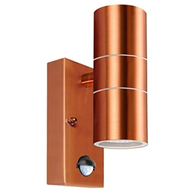 Image of Long Life Lamp Company PIR Up/Down Outdoor Wall Light Copper Finish with Movement Sensor IP44 ZLC342C Stainless Steel