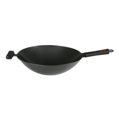Image of Dexam Swift Spice 34cm Heavy Gauge Non stick Carbon Steel Wok With Phenolic Stay Cool Handle