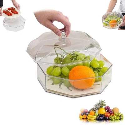 Image of Fruit Bowl Cover To Keep Out Flies, covered Bowl, Basket with Lid,plastic Decorative Pedestal Bowl,fruit Baskets for Kitchens,fruit Against Flies,fruit