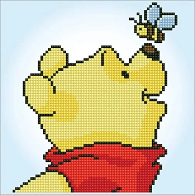 Image of Vervaco Diamond Painting Kit: Disney Pooh with Butterfly, Multi, 22 x 22cm