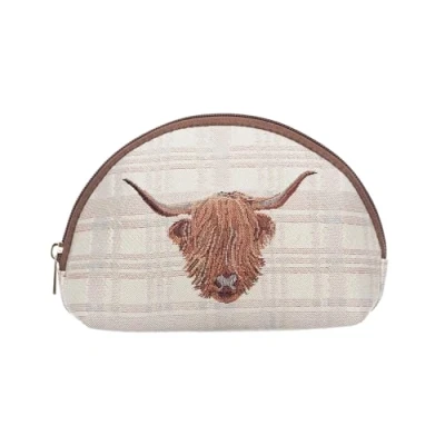 Image of Signare Tapestry Highland Cow Collection Ladies Small Cosmetic Make Up Bag for Women, Ideal Travel, Eco Friendly &amp; Vegan