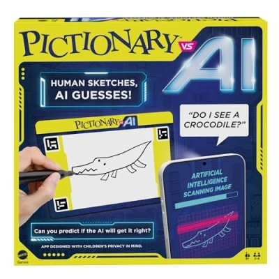 Image of Mattel Games Pictionary Vs. AI Family Game for Kids and Adults Night Using Artificial Intelligence 2 4 Players, English Version, HYH75