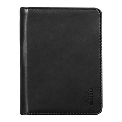 Image of RHODIA 211001C Rhodiarama N11 Clipboard and Document Holder Booklet Black for Notepads or A7 Format Notebooks (7.4 x 10.5 cm) Premium Italian Faux Leather Collection