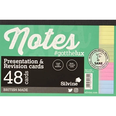 Image of Silvine Revision Presentation and Note Cards, Assorted, Pack 48