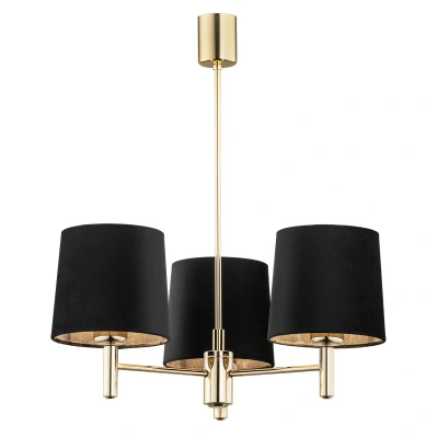 Image of Ponte Plus Multi Arm Pendant Ceiling 3 Light Black, Dark Brass Steel