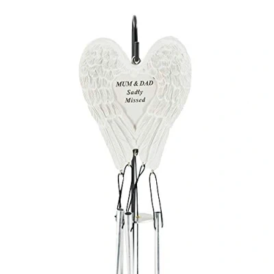 Image of Mum &amp; Dad Sadly Missed Guardian Angel Wings Graveside Memorial Wind Chime