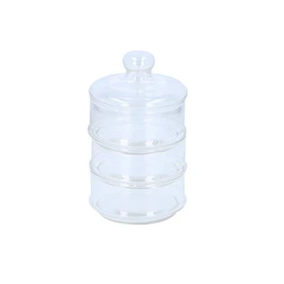 Image of 3X Stackable Storage jar Glass Kitchen Decor
