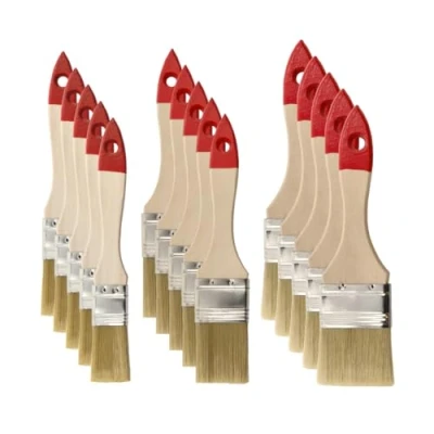 Image of HARDY WORKING TOOLS M7 flat brush set, 15 pieces, width 10 mm, 20 5 paint set with wooden handle, series 30, A0280 030500