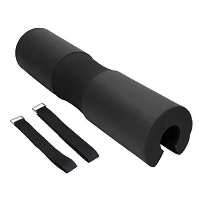 Image of Barbell Squat Pad, Rubber Foam, Distributes Weight Evenly, Workout 43.5cm Length, Lightweight for Gym (Black)