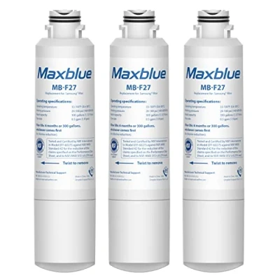 Image of 3X Maxblue DA29 00020B Fridge Water Filter, Compatible with Samsung® 00020B, HAF CIN EXP, 00020A, 00019A, DA97 08006, 08043ABC, Kenmore 46 9101, AP5271937, REFSVC, HDX FMS 2