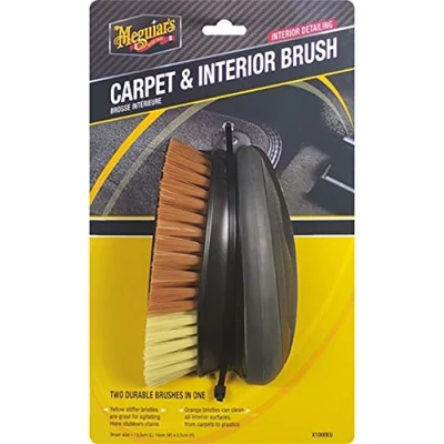 Image of Meguiar&#039;s X1000EU Car Cleaning Carpet &amp; Interior Brush. Stiff yellow bristles for stubborn stains. Soft orange carpets, fabrics plastics
