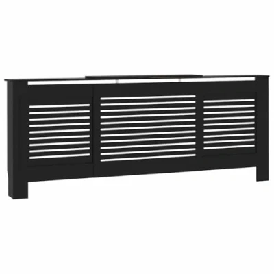 Image of vidaXL Adjustable MDF Radiator Cover Modern &amp; Sturdy Black Cabinet with Ample Shelf Space Living Room Heating