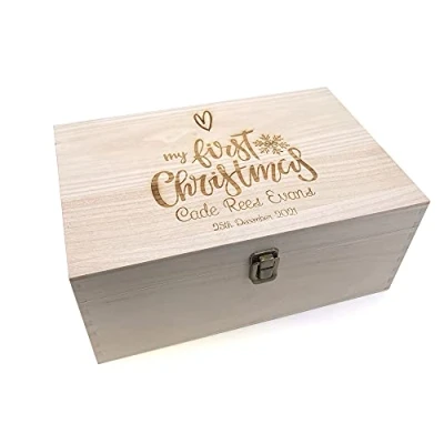 Image of ukgiftstoreonline Personalised My First Christmas Memories Keepsake Box