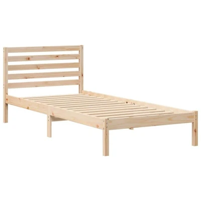 Image of vidaXL with Headboard Brown 90 x 210 cm Solid pine wood