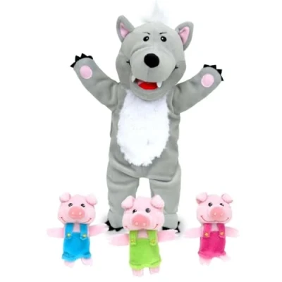Image of Big Bad Wolf &amp; 3 Little Pigs Tellatale Hand Puppet