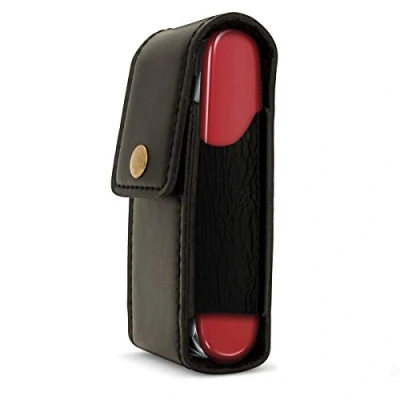 Image of iGadgitz Black Genuine Leather Pouch Case Cover for Swiss Army Knives (Compatible with Victorinox)