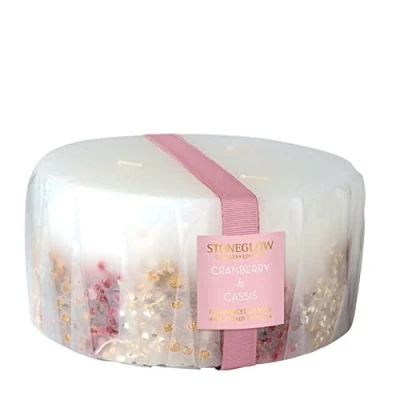 Image of Stoneglow Candles London Seasonal Collection 3 Wick Pillar Candle Cranberry &amp; Cassis