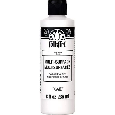 Image of Plaid PE Folk Art Multi Surface Pearl Acrylic Paint, White, 8 oz. 4691