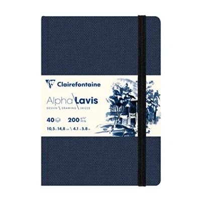 Image of Clairefontaine 975960C Alpha Lavis Sewn Notebook 40 Sheets White Smooth Drawing Paper A6 14.8 x 10.5 cm 200g Ideal for graphic arts