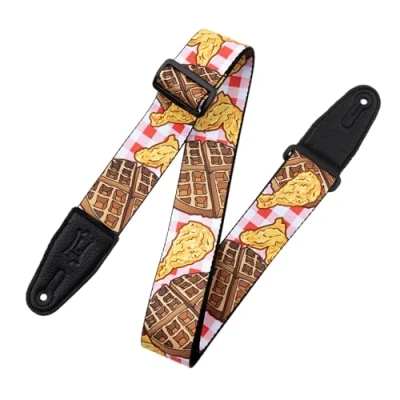 Image of Levy&#039;s MPD2 118 2 Wide Polyester Guitar Strap with Chicken &amp; Waffles Motif, One Size