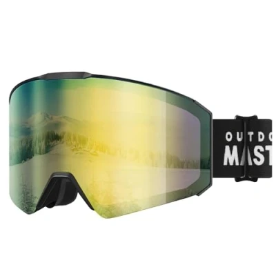 Image of OutdoorMaster Falcon 100% UV Protection Snowboard Goggles for Kids Anti Fog OTG Ski Glasses(White Frame+VLT 28% Blue Lens)