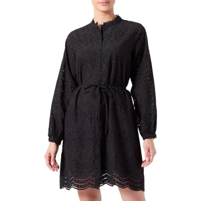 Image of SELECTED FEMME Women&#039;s Slftatiana Ls Short Embr Dress Noos Blouse, Black, 16