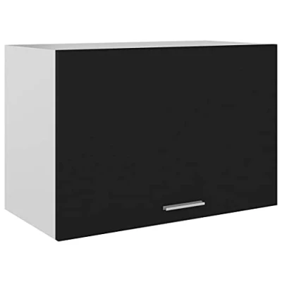 Image of vidaXL Kitchen Cabinet Home Equipment Indoor Furniture Appliance Tool Storage Shelf Organiser Morden Cupboard Black Chipboard