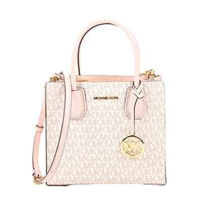 Image of Michael Kors MERCER MEDIUM MESSENGER CROSSBODY SATCHEL POWDER BLUSH MULTI