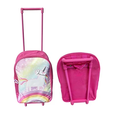 Image of HTUK Unicorn Trolley Wheeled Bag Suitcase for Girls Kids Hand Luggage with 2 Wheels, Practical Carry On Suitcase, Children Toddlers Travel Gifts, Pink