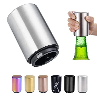 Image of Push Down Bottle Opener,Magnetic Beer Opener,Press Automatic Opener,Magnet Cola Soda Crown Cap Top Opener Tool Kitchen Gadgets Accessories Gifts for Men