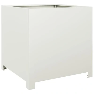 Image of vidaXL Garden Planter Plant Pot Flower Box White Steel, Deep &amp; Wide 50x50x50 cm for Outdoors, Gardens, Balconies, Patios