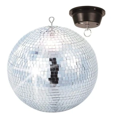 Image of Fuzzix 30cm Mirror Ball with Motor Glitter for Parties, Events, and Nightclubs Reflective Disco Stunning Light Effects Lightweight Glass Hanging 12&quot;