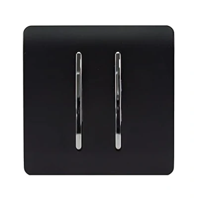 Image of Trendi Artistic Modern 2 Gang Way 10 Amp Rocker Light Switch Matt Black