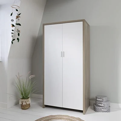 Image of Tutti Bambini Modena Wardrobe for Children&#039;s Nursery Solid New Zealand Pine and Beech Adjustable Shelf Dual Clothes Rail