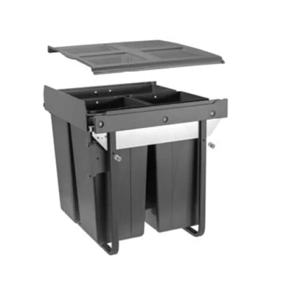 Image of Pull Out Kitchen Waste/Recycle Soft Close Bin for 600mm Cabinet Front Fixing Cabinets (34L + 2x17L)