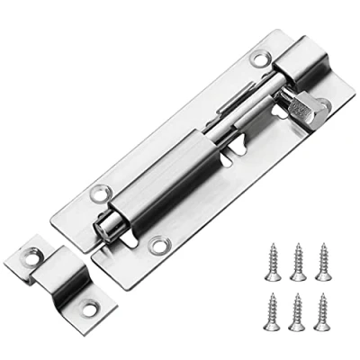 Image of JelKen Door Lock Bolts 4&quot;(100mm), 304 Stainless Steel Latch Slide with Screws for Bathroom Bedroom Shed Garden Toilet, 4 Inch