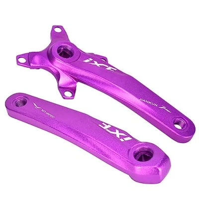 Image of LHHL Bike Crankset MTB Crank Arm Hollow Integrated 104/64BCD Bicycle 170mm Leg Suitable For Mountain Bikes (Color : Purple, Size 170mm)