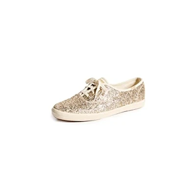 Image of Keds Women&#039;s Champion Glitter Lace Up Sneaker, Gold, 9 UK